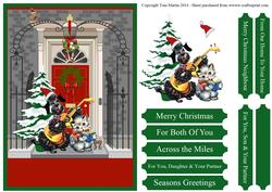Christmas Door Scene Cat & Dog Topper & Decoupage
