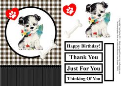 Puppy with Flowers Gingham Topper & Decoupage