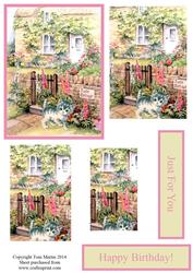 Rose Cottage & Kitten Pyramage Card
