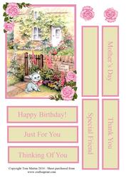 Rose Cottage & Kitten Topper & Decoupage