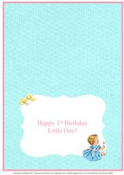 Happy 1st Birthday Insert - Girl