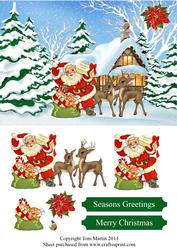 Christmas Scene Santa & Friends Topper & Decoupage