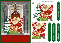 Christmas Door Scene Santa Topper & Decoupage