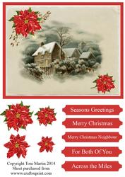 Winter Cottage Poinsettia Topper & Decoupage