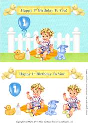 Happy 1st Birthday Topper & Decoupage - Boy