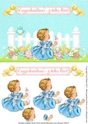 New Baby Girl Garden Topper & Decoupage