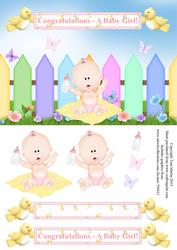 New Baby Girl in the Garden Topper & Decoupage