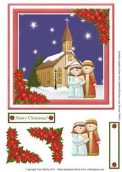Christmas Nativity Church Scene Topper & Decoupage