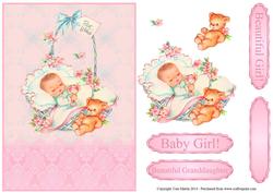 Vintage Baby Girl Card Front / Topper & Decoupage