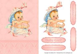 Vintage Baby Girl Card Front / Topper & Decoupage