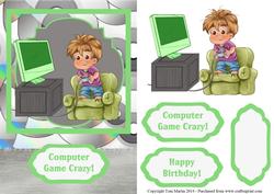 Computer Game Crazy Topper & Decoupage