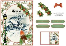 Christmas Winter Scene & Robin Topper & Decoupage
