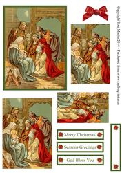 Vintage Nativity Scene Christmas Topper & Pyramage