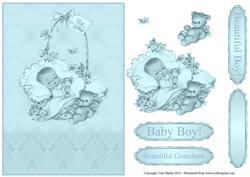 Vintage Baby Boy Card Front / Topper & Decoupage