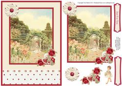 Garden & Vintage Girl Floral Decoupage Card