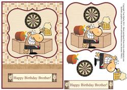 Beer Man Pub Birthday Brother Topper & Decoupage
