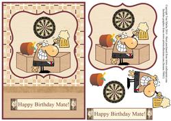 Beer Man Pub Birthday Mate Topper & Decoupage