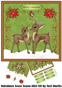 Christmas Reindeers Snow Scene Mini Kit