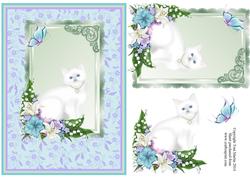 Beautiful Kitten / Cat Floral Topper & Decoupage