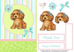 Sweet Dog Topper & Decoupage - Thank You / Birthday Card