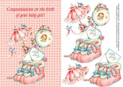 Congratualtions - Baby Girl Gingham Topper & Decoupage