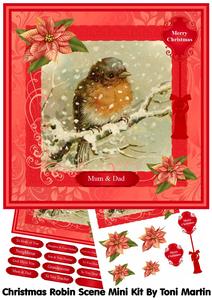 Christmas Robin Scene Mini Kit & Decoupage