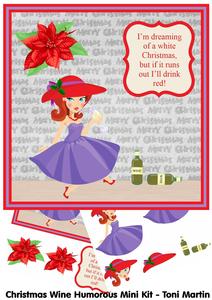Christmas Wine Humorous Mini Kit & Decoupage