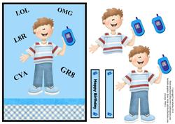 Teen Boy Mobile Phone Theme Topper & Decoupage