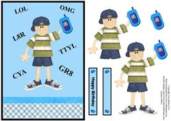 Teen Boy Mobile Phone Theme Topper & Decoupage