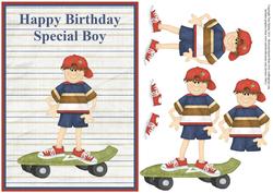 Skater Boy Birthday Topper & Decoupage - Special Boy