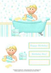 Bath Boy Birthday Topper & Decoupage