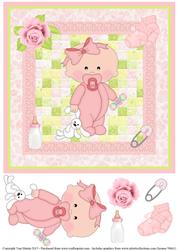 New Baby Girl Patchwork Topper & Decoupage