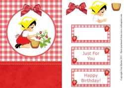 Sweet Strawberry Girl Topper & Decoupage