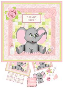 Baby Elephant Mini Kit & Decoupage - 1st Birthday / New Baby