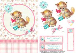 Cute Kitten & Thread Topper & Decoupage