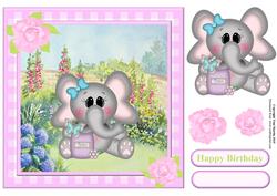 Cute Elephant Garden Topper & Decoupage