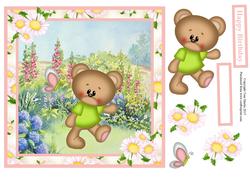 Cute Bear in the Garden Topper & Decoupage