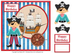 Pirate Boy & Ship Topper & Decoupage