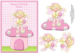 Fairy & Toadstool Gingham Topper & Decoupage - Niece