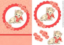 Kitten & Roses Topper & Decoupage