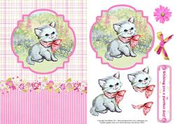 Cute Kitten in the Garden Topper & Decoupage