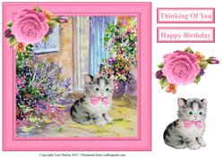 Cute Kitten Scene Topper & Decoupage
