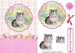 Kitten in the Garden Topper & Decoupage