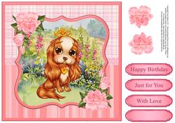 Cute Cavalier Puppy Topper & Decoupage
