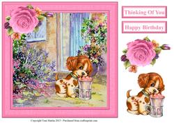 Cute Puppy Scene Topper & Decoupage