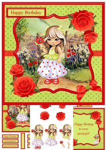 Emma and Flower Birthday Girl Mini Kit & Decoupage
