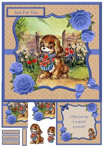Delightful Puppy Scene Mini Kit & Decoupage
