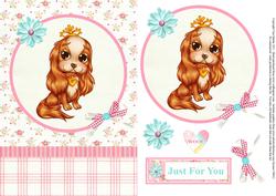 Cute Cavalier Puppy Topper & Decoupage