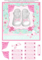 Baby Girl Shoes - Christening / New Baby Topper & Decoupage
