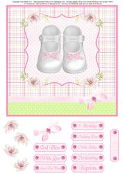 Baby Girl Shoes Card Topper & Decoupage